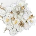 TINGE TIME Roses Artificial Flowers White Faux Flowers Bulk for DIY Bridal Wedding Bouquets Baby Shower Centerpiece Table Home Decorations（Brilliant White）