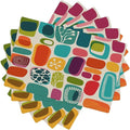 Mid Century Colorful Modern Placemats Set of 6,Kitchen Table Mats for Dining Outdoor Home Decor 12x18 Retro Place Mats 6 PCS, Style-15