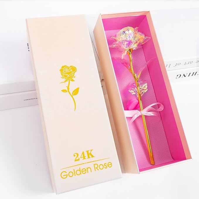 Birthday Gifts for Women Mom, Galaxy Glass Rose Forever Preserved Flowers Eternal Crystal Roses Christmas Rose Gifts for Grandma Wife Sister Her Friends, LED Colorful
