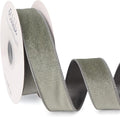 Ribbli Dusty Green Velvet Wired Ribbon 1.5 Inch Sage Velvet with Satin Christmas Ribbon for Gift Wrapping Christmas Tree Decoration Crafts Wreaths Supplies-Continuous 10 Yards