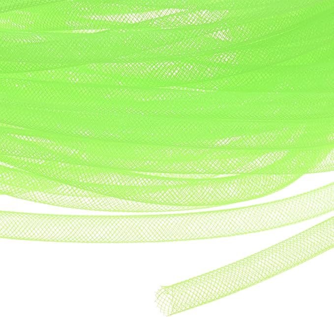Mesh Tube Ribbon 25 Yards, 8mm Elastic Fabric Ribbons Mesh Tubing for Crafts/Gift Wrapping/Flower Bouquets/Wedding/Birthday/Holiday/Wreaths Christmas/Decoration[Dark Green]
