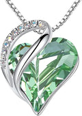 Leafael Necklaces for Women, Infinity Love Birthstone Heart Crystal Pendant, Birthday Jewelry Gifts for Her, Mom, and Wife, Silver Plated, 18 plus 2 inch Adjustable Chain