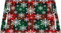 PVC Placemats Set of 1 Wipeable Table Mats Washable Heat Resistant Non Slip Vinyl Dining Table Mat for Kitchen Indoor Outdoor Patio Farmhouse Place Mats Grid Green Red Xmas Decorative