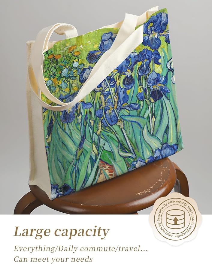AUSVKAI Canvas Tote Bag Aesthetic for Women, Cute Reusable Bags with Pockets & Snaps for Beach Shopping College Gym Grocery