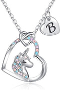 Hidepoo Stocking Stuffers for Teen Girls Kids - Colorful CZ Heart Pendant Initial Unicorn Necklaces for Girl Jewelry Birthday Gift Christmas Gifts for Grandkids Girls Kid