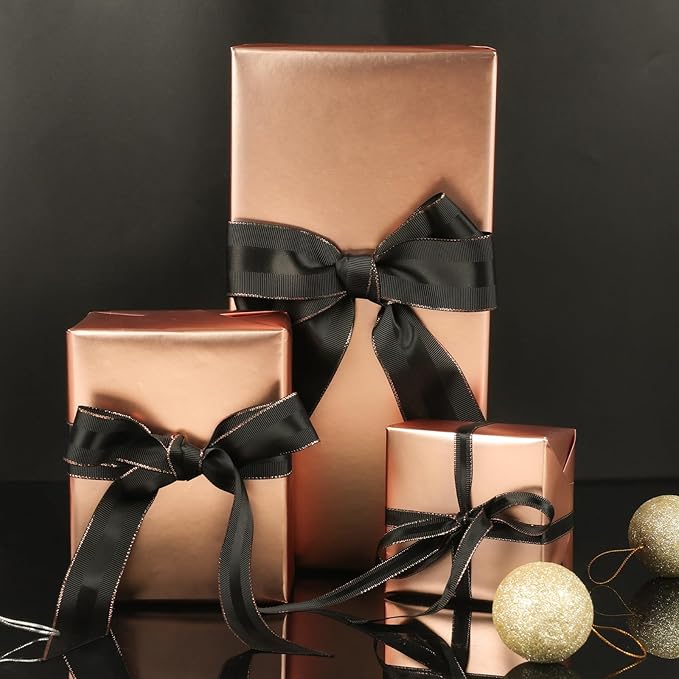 NESCCI Matte Metal Rose Gold Wrapping Paper, Solid Color Paper,Gift Wrapping Paper,Perfect for Wedding,Valentine's Day,Birthday, Christmas,Baby Shower (17.5 Inches X 32.8 Feet)