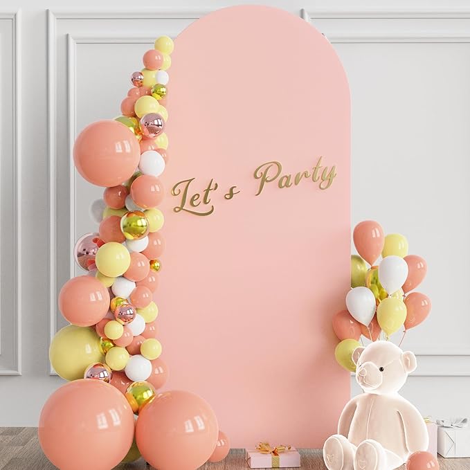 Wokceer 6FT Wedding Arch Cover Spandex Fitted Wedding Arches Stand Covers Round Top Chiara Arch Backdrop Cover for Birthday Party Ceremony Banquet Decoration Pale Pink