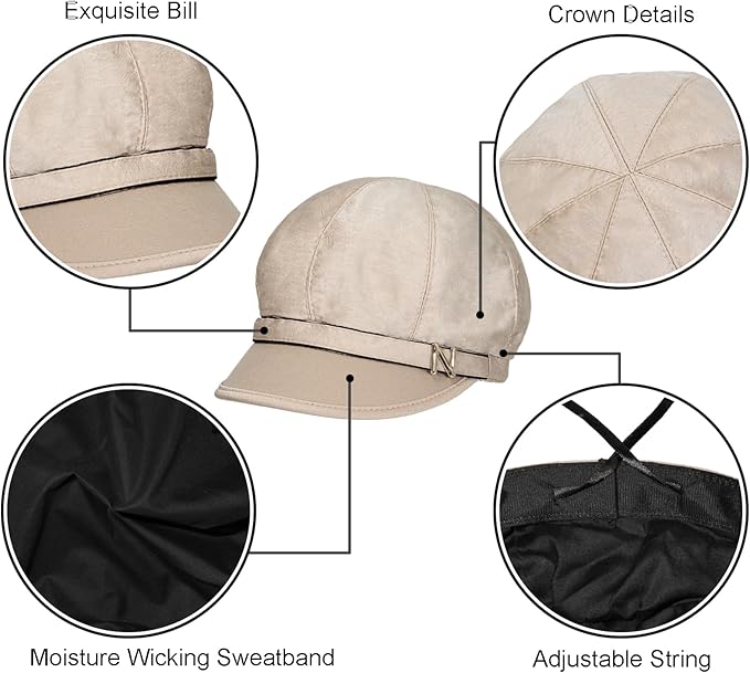 Women Retro Classic Visor Newsboy Cabbie Cap Beret Hats with Flower Buckle for Woman Ladies