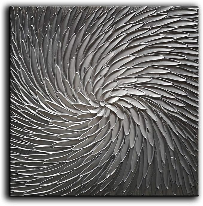 YaSheng Art - 30x30 Inch Large Abstract Art Oil Paintings on Canvas Silver Gray Gradient color Abstract Artwork Modern Home Decor Canvas Wall Art Ready to Hang for Living Room Bedroom