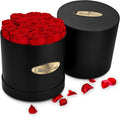 The Eternity Rose 16-Piece Preserved Roses in a Luxury Gift Box – Real Roses in Black Round Box – A Valentine’s Gift as Everlasting as Your Love