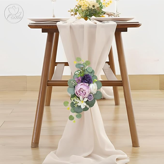 Artificial Wedding Arch Flowers for Wedding Sign,Set of 2 for Wedding Welcome Ceremony Sign,Faux Floral Swags,Wedding, Banquet and Reception Backdrop Floral Decoration (Purple)
