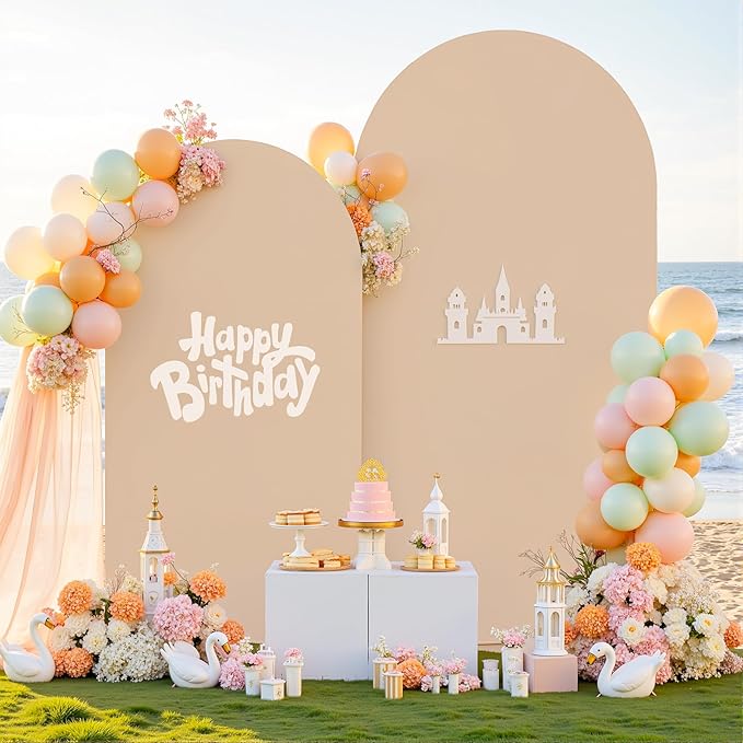 Nude Arch Backdrop Cover Set of 2 Birthday Party Arch Covers 7.2 and 6ft Wedding Arch Cover Stretchy Backdrop Bridal Baby Shower Birthday Arch Covers Spandex