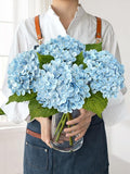 4Pcs Hydrangea Artificial Flowers, 20" Lifelike Latex Silk Real Touch Faux Hydrangea Flowers, Artificial Hydrangeas Bouquet for Wedding Centerpieces Tables Party Home (Sky Blue)