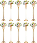 NUPTIO Flower Vase Centerpiece Wedding: 10 Pcs 26.7" Tall Gold Stand Metal Trumpet Vases for Wedding Party Table Decoartions