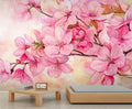 Watercolor Cherry Blossom Wall Mural, Japanese Cherry Blossom 3D Wall Murals, Simple Elegant Flowers Wallpaper Mural, for Living Room Bedroom Large Wallpaper Indoor Decor 137.8" W x100 H