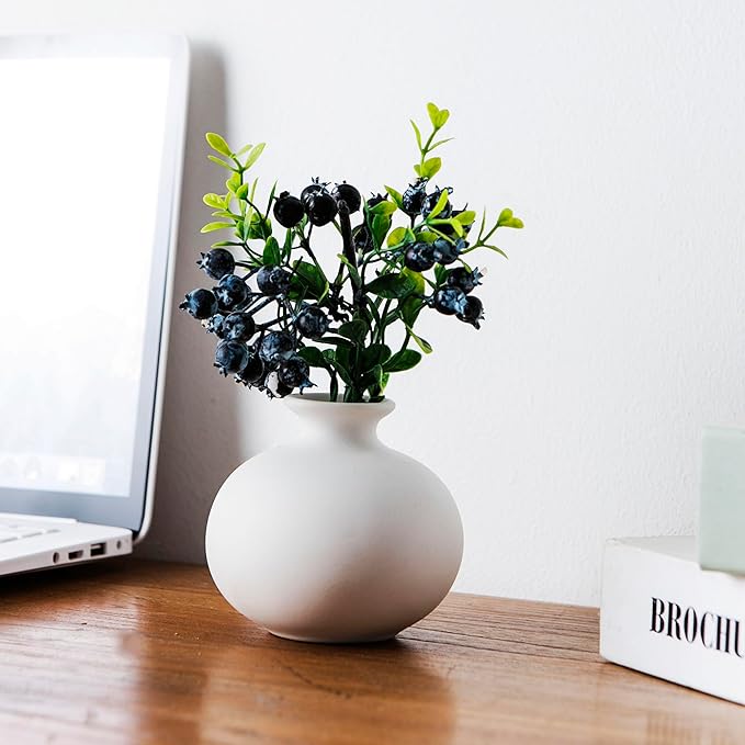 White Ceramic Bud Vase Set of 5, Small Vase for Modern Home Decor, Mini Pottery Vases, Boho Decorative Vase for Living Room Fireplace, Centerpiece Table Decorations