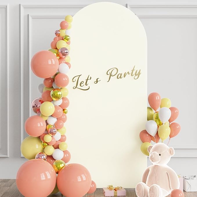 Wokceer 6FT Wedding Arch Backdrop Cover Spandex Fitted Ivory Wedding Arch Covers Round Top Chiara Backdrop Cover for Birthday Party Ceremony Banquet Decoration
