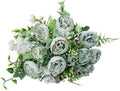 KAOYOO 4 PCS Artificial Peony Bouquet Short Stem for DIY Wedding Decoration Bridal Bouquet Home Decorations(Light Blue 4-PCS)