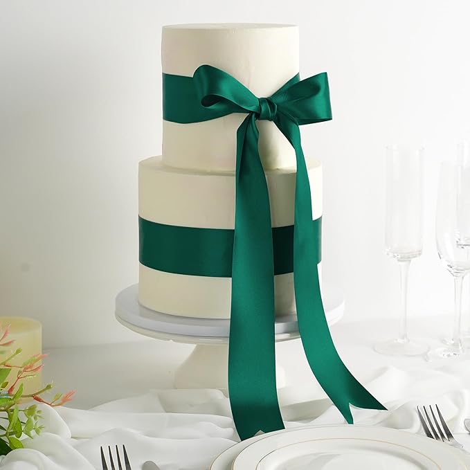 MEEDEE Dark Green Satin Ribbon - 2 inch Double Faced Satin Ribbon for Christmas Tree, Wreaths, Weddings, Flower Bouquets