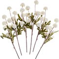 SITUMEIZI White Flowers Faux Mum White Artificial Flowers Fake Mums Silk Pompon Mini Chrysanthemum 6Pcs for Home Party Wedding Decorations