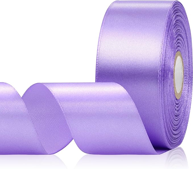 Lavender Satin Ribbon 1-1/2 Inch 30 Yards, Lavender Light Purple Ribbon for Gift Wrapping, Flower Bouquet, Crafts, Eternal Flower, Christmas, Easter and Bow Making