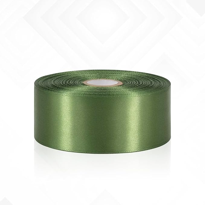 30 Yards Olive Green Ribbon 1-1/2 Inch, Olive Green Satin Ribbon for Gift Wrapping, Flower Bouquet, Crafts, Baby Shower, Christmas, Wedding and Bow Making