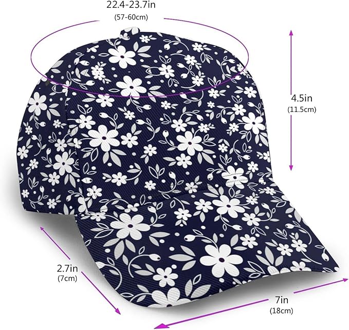 Floral Baseball Cap for Women Fashionable Adjustable Dad Hat Low Profile Running Hat for Summer Sporting Working Hiking