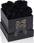 4-Piece Preserved Roses in a Box, Preserved Flowers, Roses Gift for Her, Black
