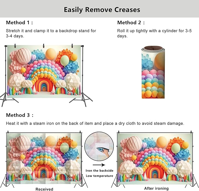 YongFoto Paper Flowers Backdrop 10x6.5ft Colorful Cut Paper Floral Blossom Rainbow Arch Hot Air Balloon Honeycomb Ball Photography Background Lovely Party Banner Home Decor Photo Studio Booth Props