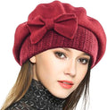 VECRY Lady French Beret 100% Wool Beret Floral Dress Beanie Winter Hat