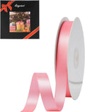 LIUYAXI Light Pink Satin Ribbon, Double Faced 5/8" X Continuous 25 Yards Ribbons Perfect for Gift Wrapping Bows Bouquet Wedding Craft and More