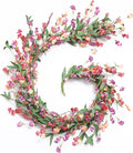 Artgar Flower Garland 6Ft Spring/Summer Garland Floral Garlands for Mantle All Year Round Paper Garlands Decor for Indoor Outdoor Home Wedding Arch Porch Staircase Year Round Decor (Red&Orange&Purple)