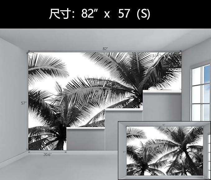 WFBHUA-Black Palm Tree Wallpaper Peel and Stick Tropical Self Adhesive Wall Mural for Living Room Bedroom 82"x57"