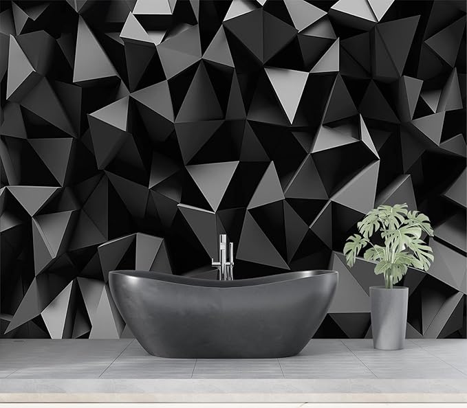 Cliouar-Black Triangle Background Mural Wallpaper Peel and Stick 137" x 102"