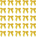 7Rainbows 50pcs Boutique 1.5" Yellow Gold Satin Ribbon Mini Bows for Craft Sewing Scrapbooking Wedding and Gift Wrapping