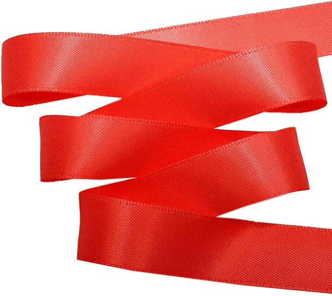 Morex Ribbon Double Face Satin Ribbon 5/8" X 50 YD Hot Red Ribbon for Gift Wrapping, Birthday Gift Cards, Satin Dress for Women, Silk Ribbons for Crafts, Wedding Gifts for Couple
