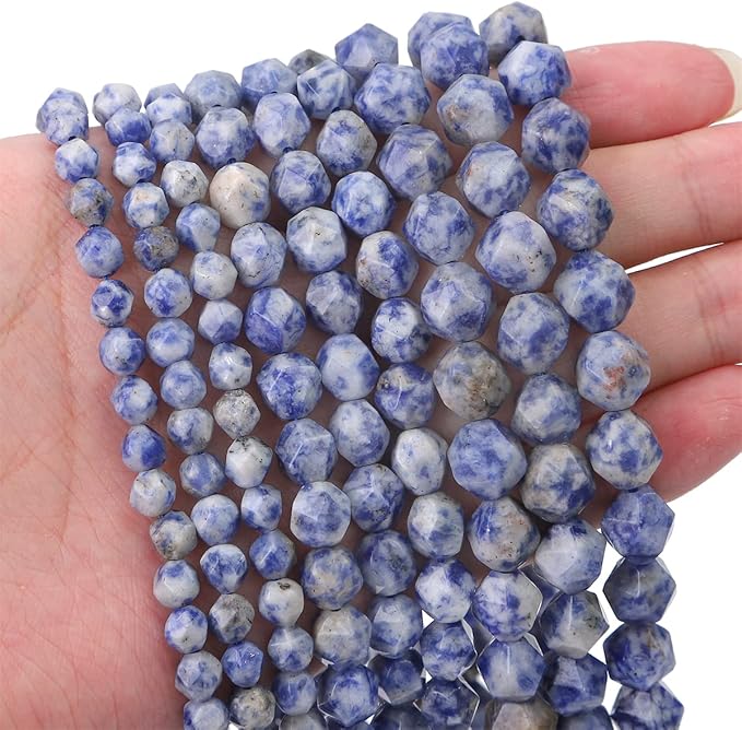 Faceted Natural Blue Sodalite Stone Round Beads 6mm 36cm/Strand for Jewelry Making
