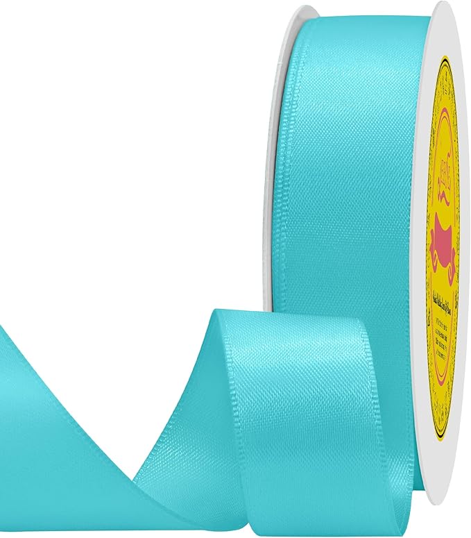 Double Face Turquoise Satin Ribbon 7/8 inch X 25 Yards for Gift Wrapping Very Suitable for Weddings Party Hair Bow Invitation Decorations and More
