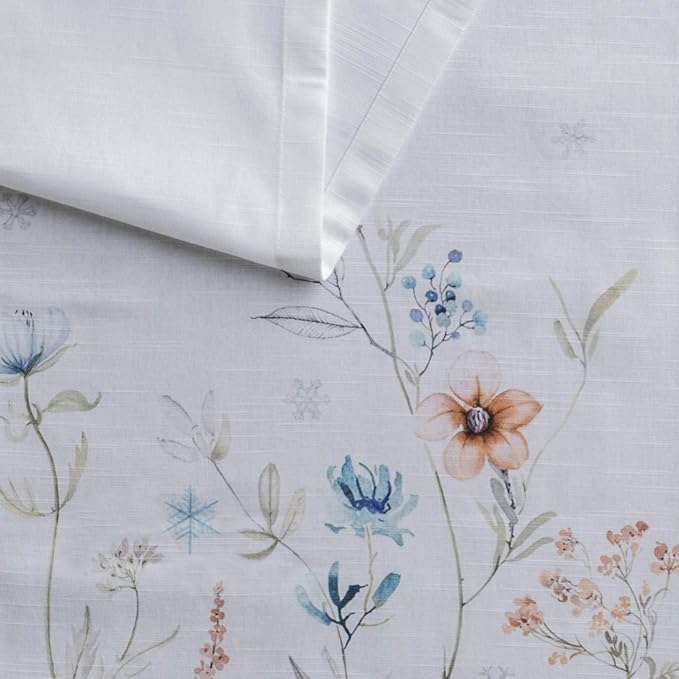 Maison d' Hermine Table Runner 100% Cotton Single Layer Table Runners 60 inches Long for Thanksgiving Christmas Decorations Home Kitchen Dining Party Wedding (Ice Florals, 14.5" x 60")