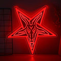 Gothic Baphomet Neon Light, for Wall Decor, Gothic Home Decor,Gothic Satan Sigil for Halloween Wall Art,Lamb Demons Baphomet Inverted Pentagram,3D Engraved Neon Sign For Halloween & Home Ambiance