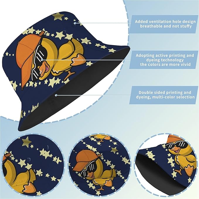 Bucket Hat for Women Men Unisex Sun Cap Packable Outdoor Fisherman Hat Headwear,Reversible Double-Side-Wear