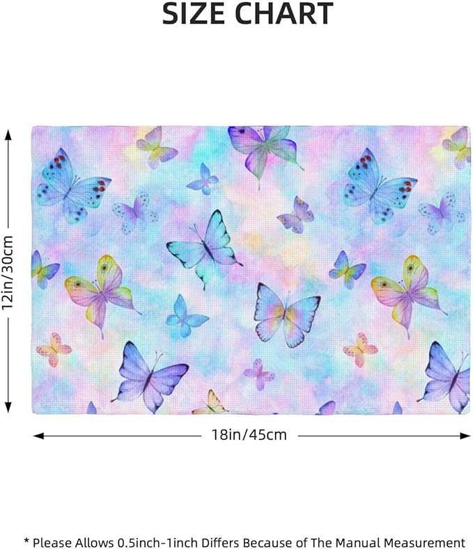 Watercolors Butterfly Placemats Set of 4,Spring Summer Flower Place Mats Washable for Kitchen Dining Table Heat Resistant Decorative Colth Table Mats 4 PCS, Style