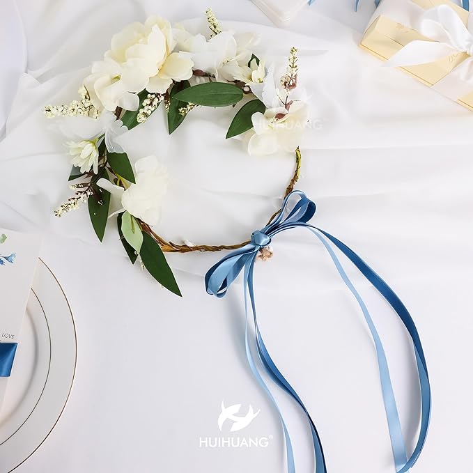 HUIHUANG Dusty Blue Ribbon 3/8 inch Satin Ribbon Assorted Dusty Blue Wedding Ribbons for Flower Bouquets Wedding Bridal Shower Decor Gift Wrapping DIY Crafts Hair Decor- 10 Yards x 5 Color