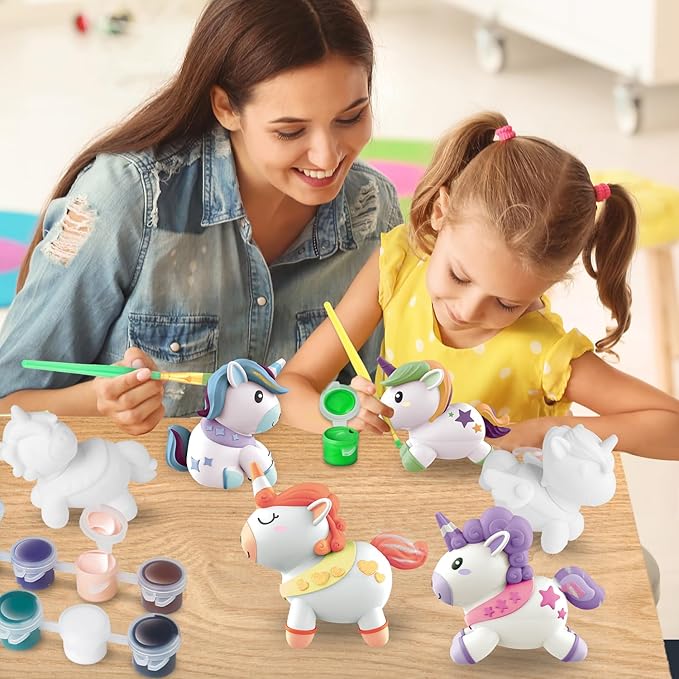 SpringFlower Unicorn Gift Toys for 3 4 5 6 7 8 Years Old Girls - Girls Arts and Crafts Painting kit Including 8 Cute Looking Unicorn Figures, DIY Creative Christmas Gift for Kids
