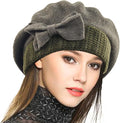 VECRY Lady French Beret 100% Wool Beret Floral Dress Beanie Winter Hat