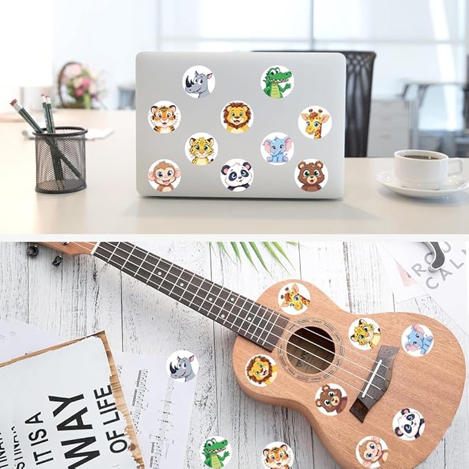 1000 Pcs Cute Animal Stickers for Kids Boys and Girls.Waterproof Vinyl Sticker Packs for Water Bottles Phone Case Laptop Book.2 Roll 1 Inch Kawaii Stickers Bulk Gift for Birthday Party Favors