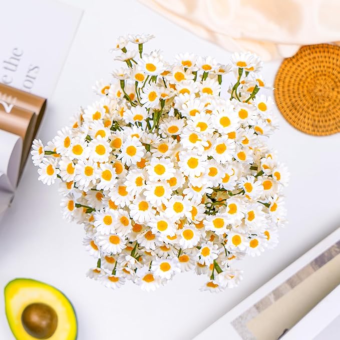 36Pcs Artificial White Daisy Flowers, 6 Bundles 10 Inch Small Fake Daisies for Home Summer Decor, Fake Spring Wild Flowers for Party Decoration
