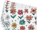 Cotton Linen Waterproof Placemats Set of 4, Cute Flowers Dining Mat Table Mats Decor Fabric for Kitchen Dinner Coffee Shop Table, Indoor/Outdoor Washable Wipeable Placemat -N026