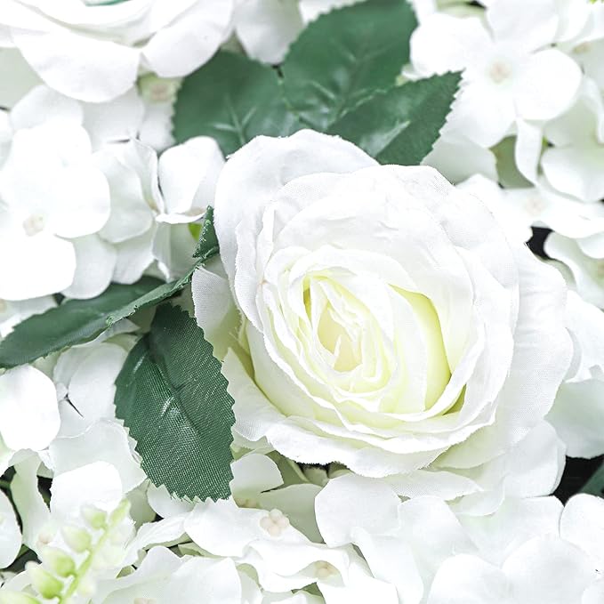 Gdrasuya10 6 Pcs Artificial Flower Wall Panels 3D Flower Background Panel for Wall, 60x40cm Wedding Flower Decorations Wall Silk Rose Panels for Party, Nail, Photo Areas, Stage Background (White)