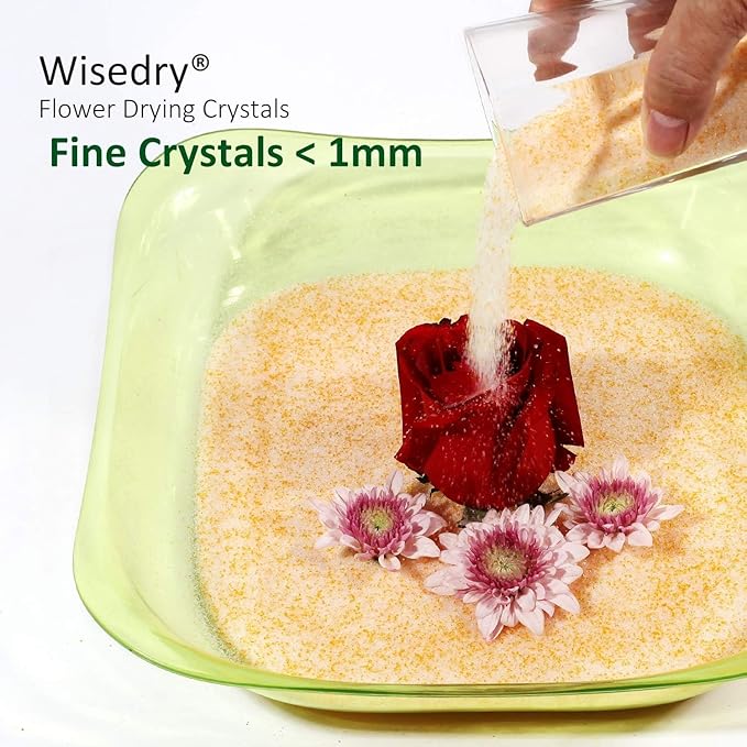 wisedry Silica Gel Flower Drying Crystals - 5 LBS, Fine Crystals < 1mm, Color Indicating, Reusable